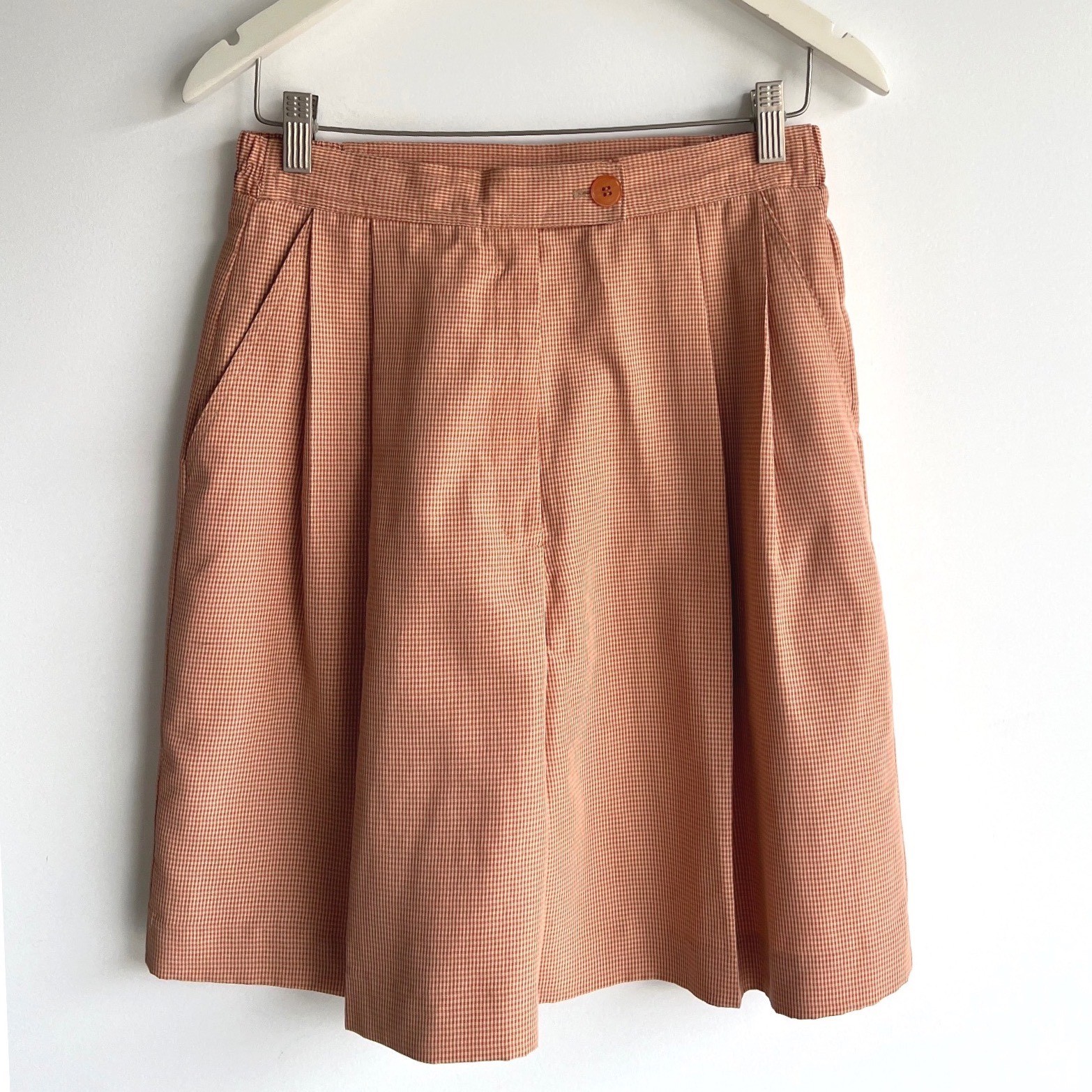 Lily’s of Beverly Hills Vintage Bermuda Shorts Orange Gingham Pleated Size 10