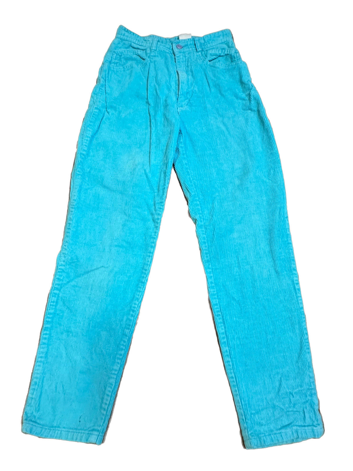 Vtg Esprit Sport Womens Thin Corduroy Pants 3/4 24×26 Turquoise High Waisted
