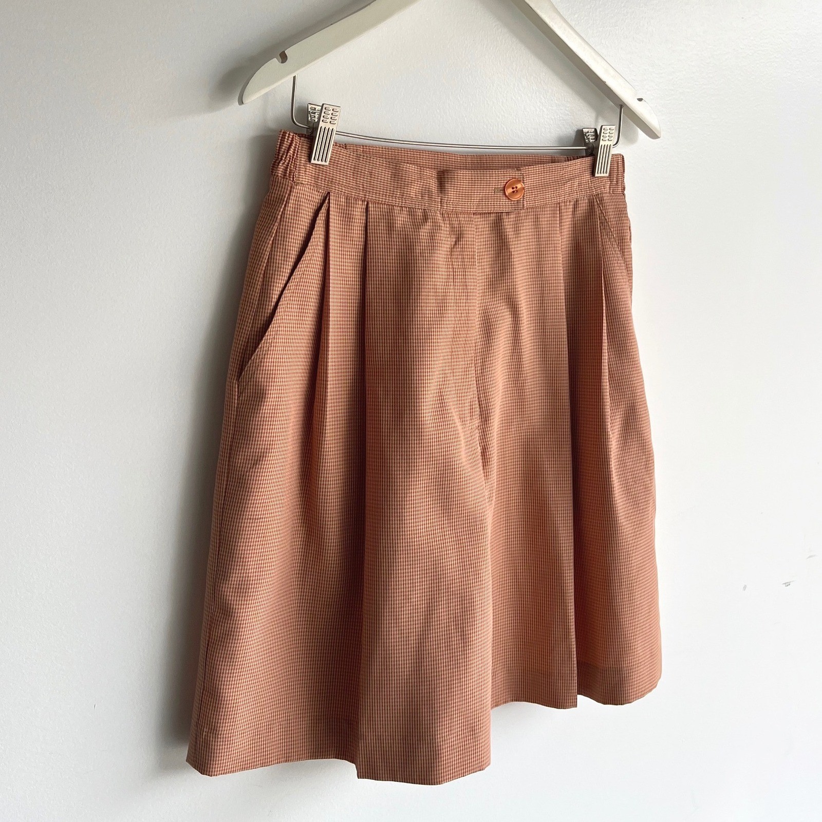 Lily’s of Beverly Hills Vintage Bermuda Shorts Orange Gingham Pleated Size 10