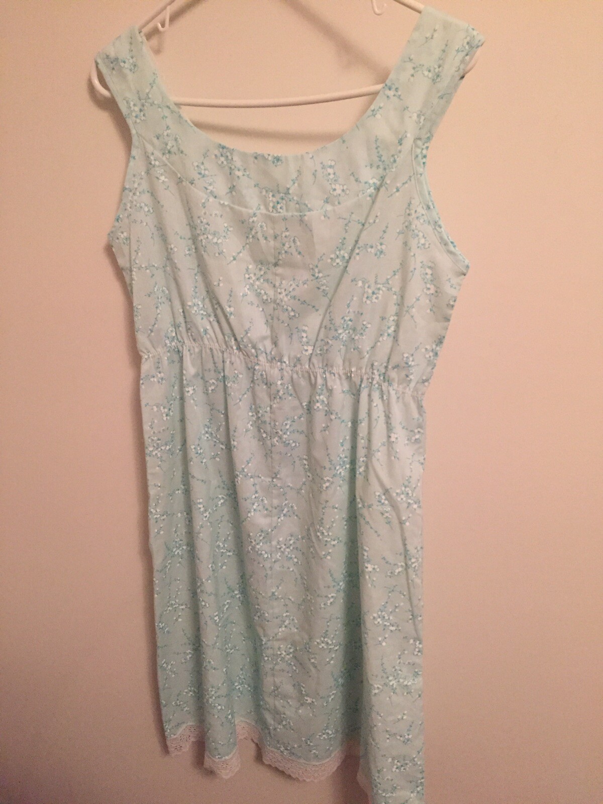 Womens 32-34 Size 15 Small Dutchmaid Nightgown Vintage Turquoise Floral H39