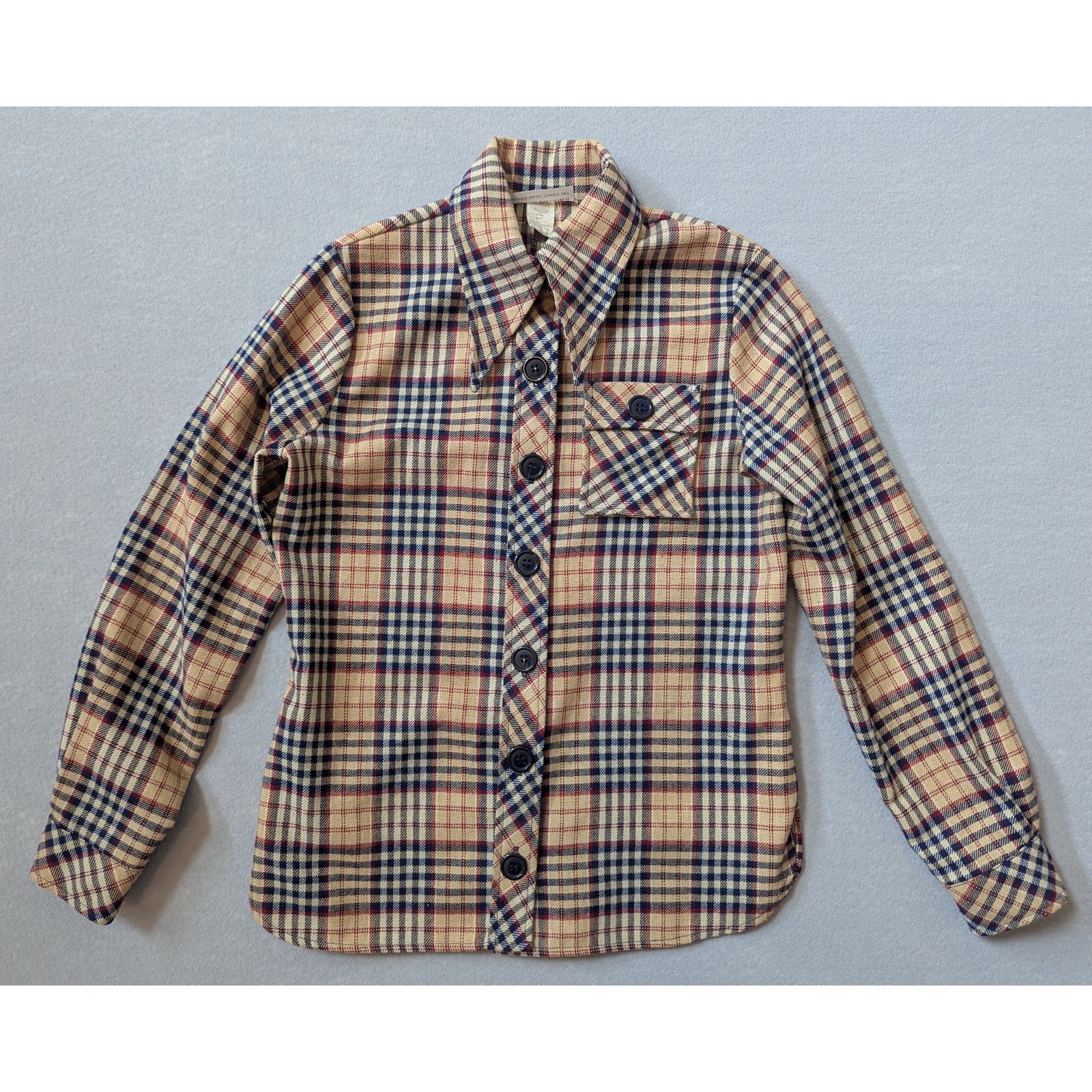 VTG 70s Bobbie Brooks Plaid Shacket S Dark Academia Retro Preppy ILGWU