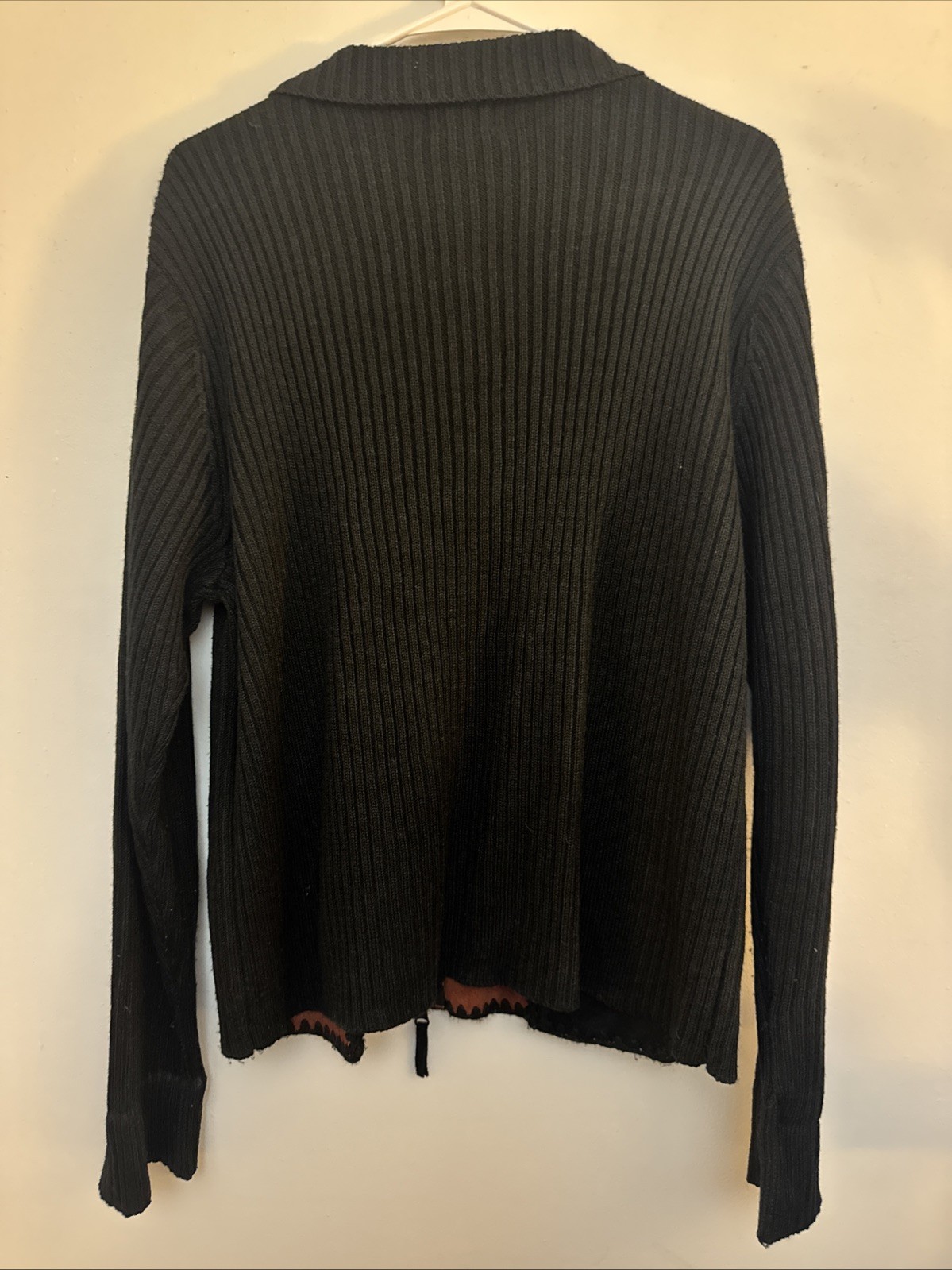 Vintage Designers Originals 1X Leather Patchwork Ribbed Sweater Zipper Retro Y2K