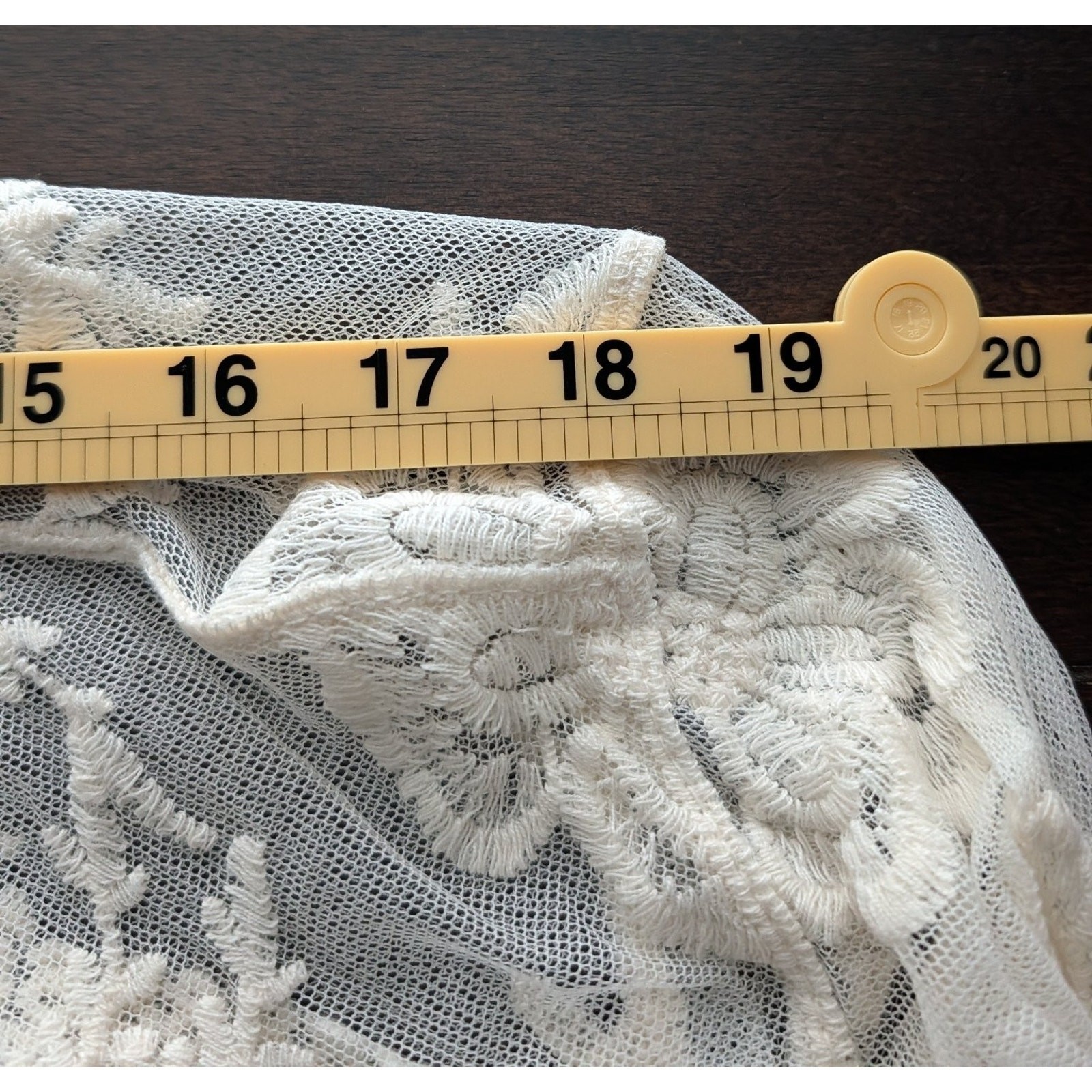 Cream Floral Lace Kimono Cardigan L-XL Embroidered Sheer Boho