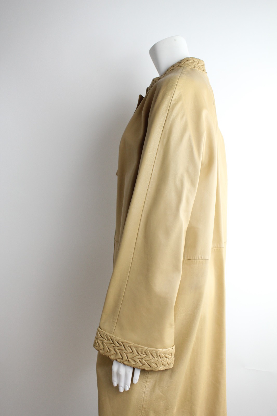 VTG 60s Ledaspain by Gropper Leather Coat Leather Overcoat Banded Collar Minimal