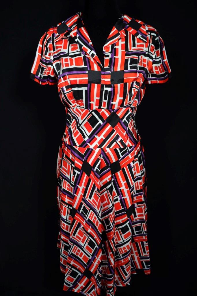 RARE VINTAGE FRENCH 1970’S VIVID BRIGHT PRINT DRESS SIZE 6-8