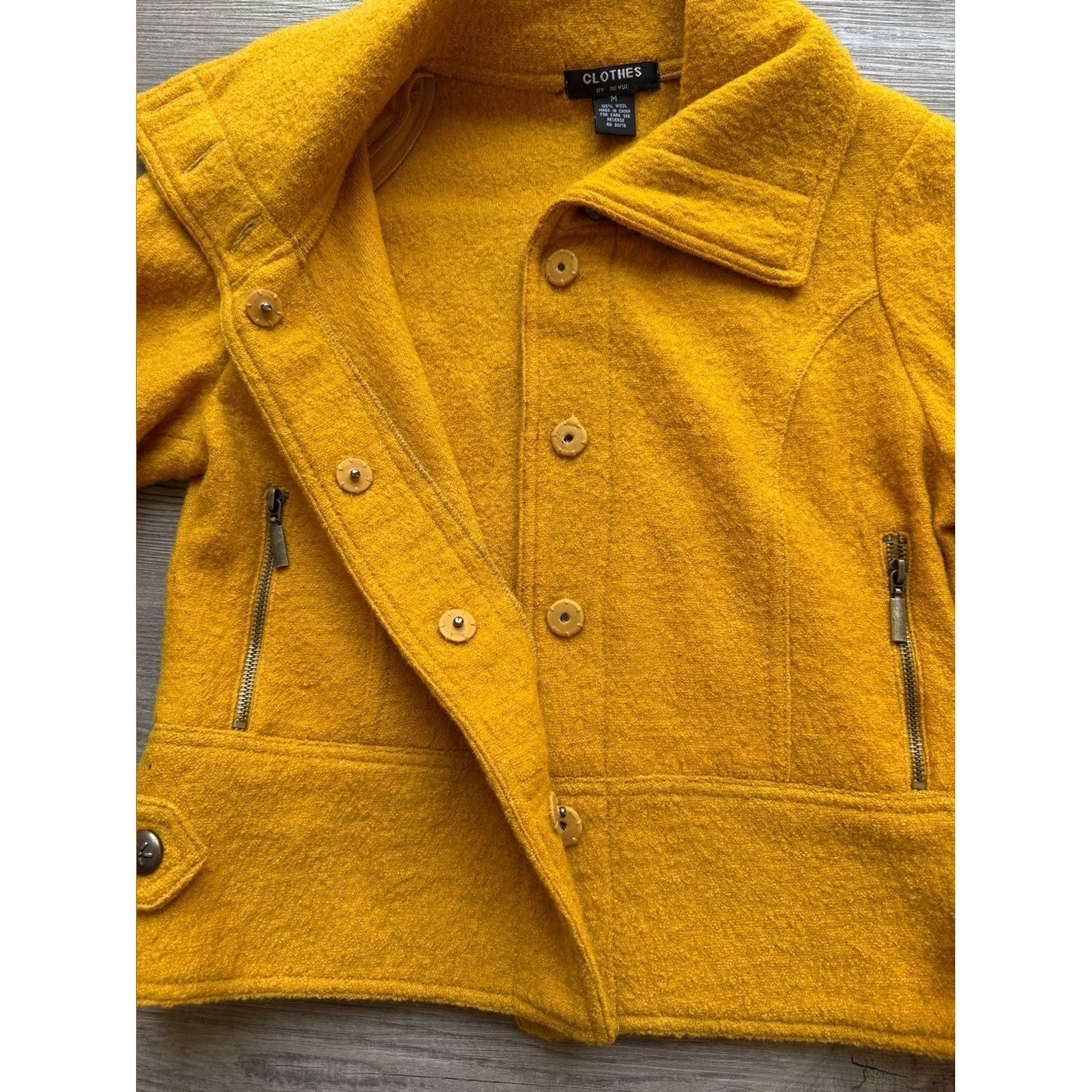 Clothes by Revue Mustard Wool Moto Jacket, Vintage, Women’s Medium