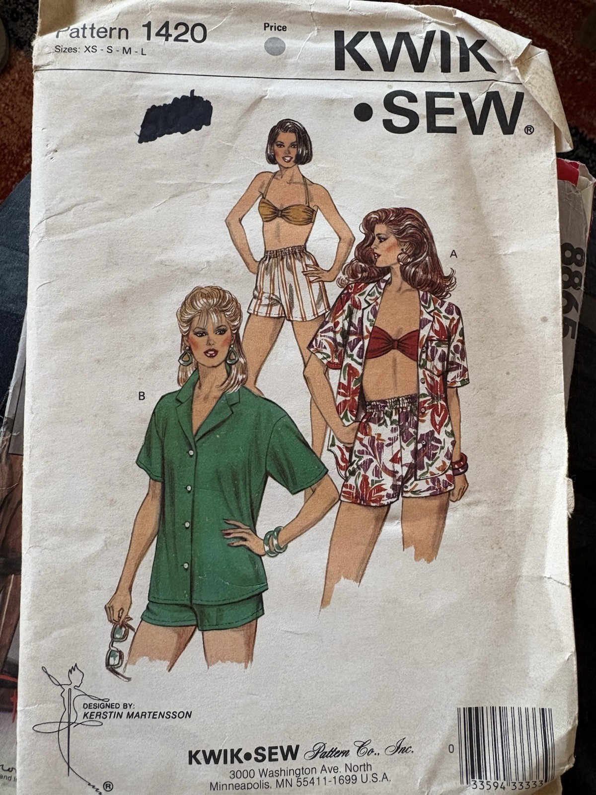 Vintage 1985 Kwik Sew 1420 XS-S-M-L Shorts Shirt & Bra Bandeau Uncut