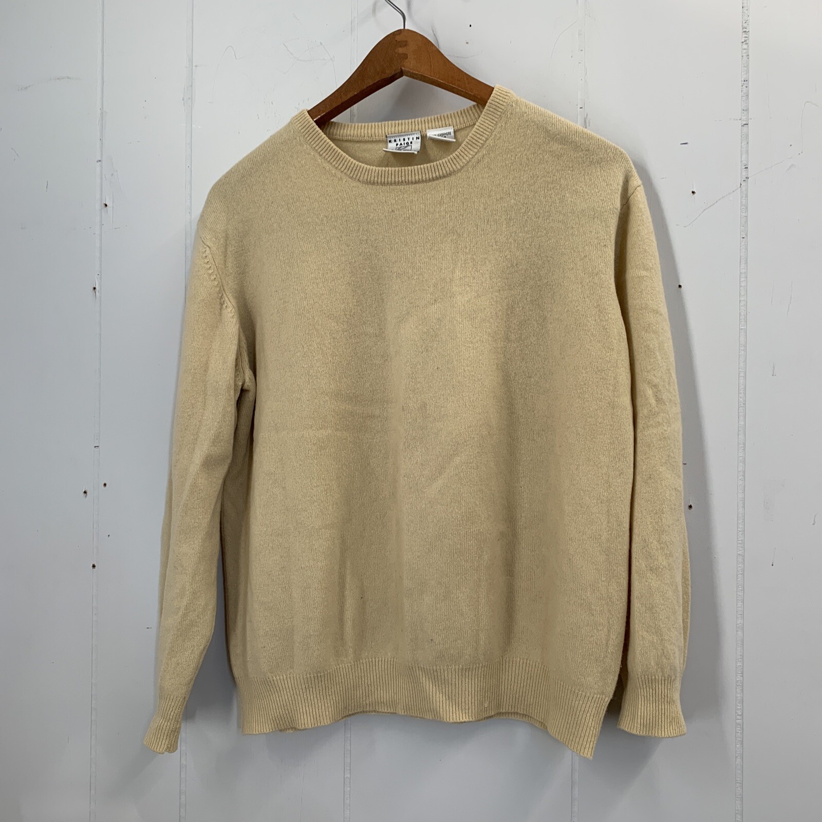 Kristin Page Sweater Womens Medium Sportswear Tight Knit White Yellow 1990s M