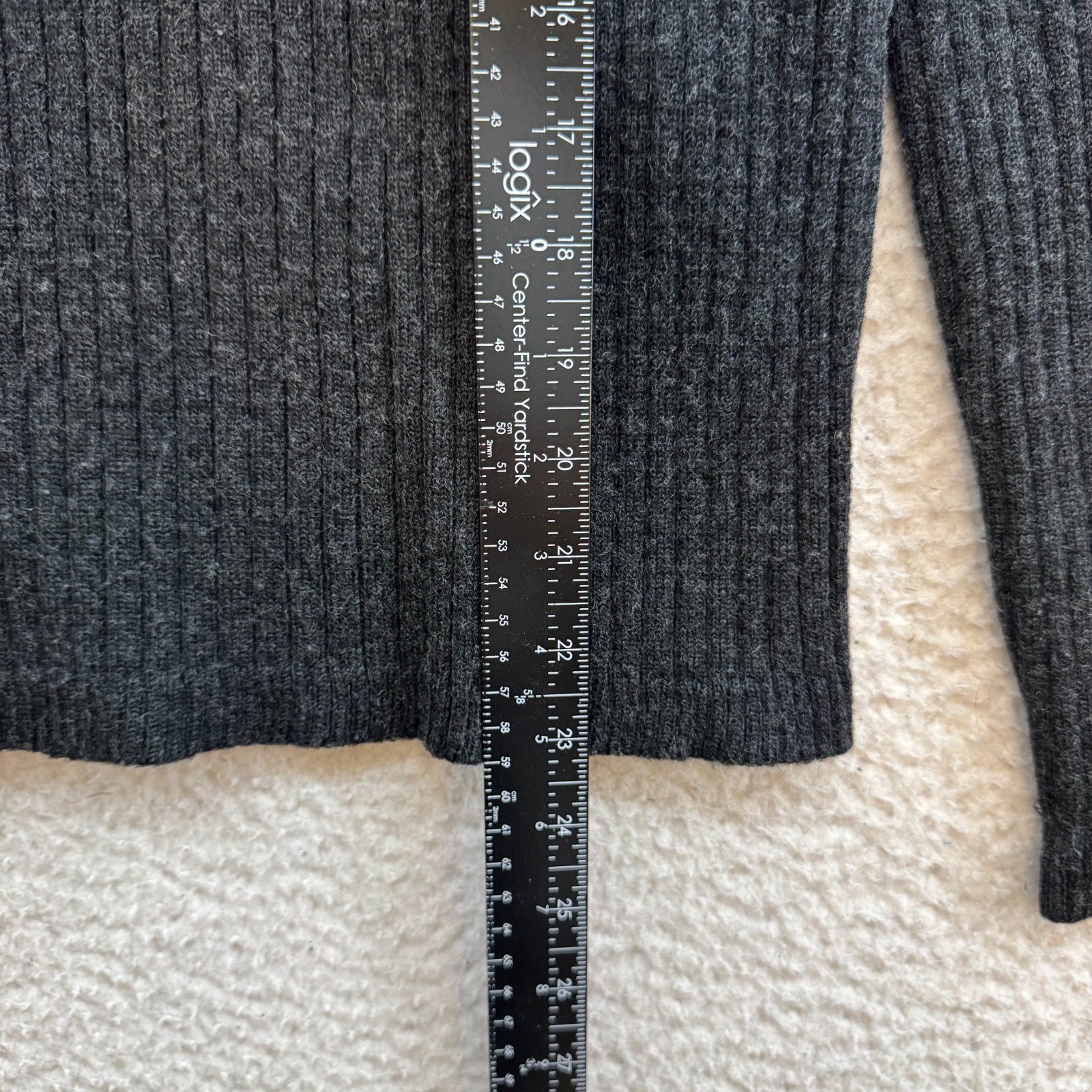 Vintage Zara Sport Wool Blend Turtleneck Sweater Medium Large Grey Rib Knit