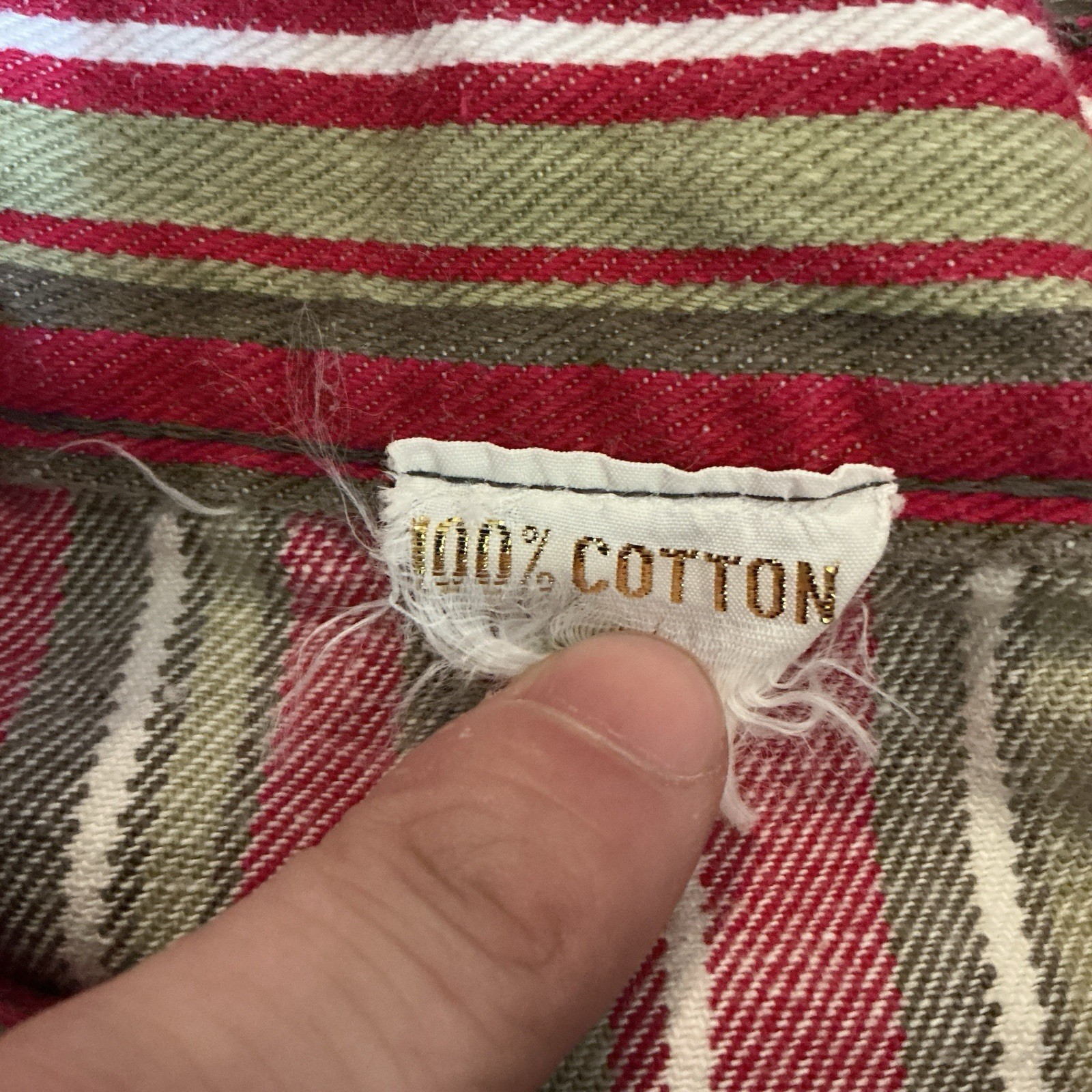 70s VTG Striped Cotton High Waist Flare Pants Red Tan Green Size W24 L29 #21E8