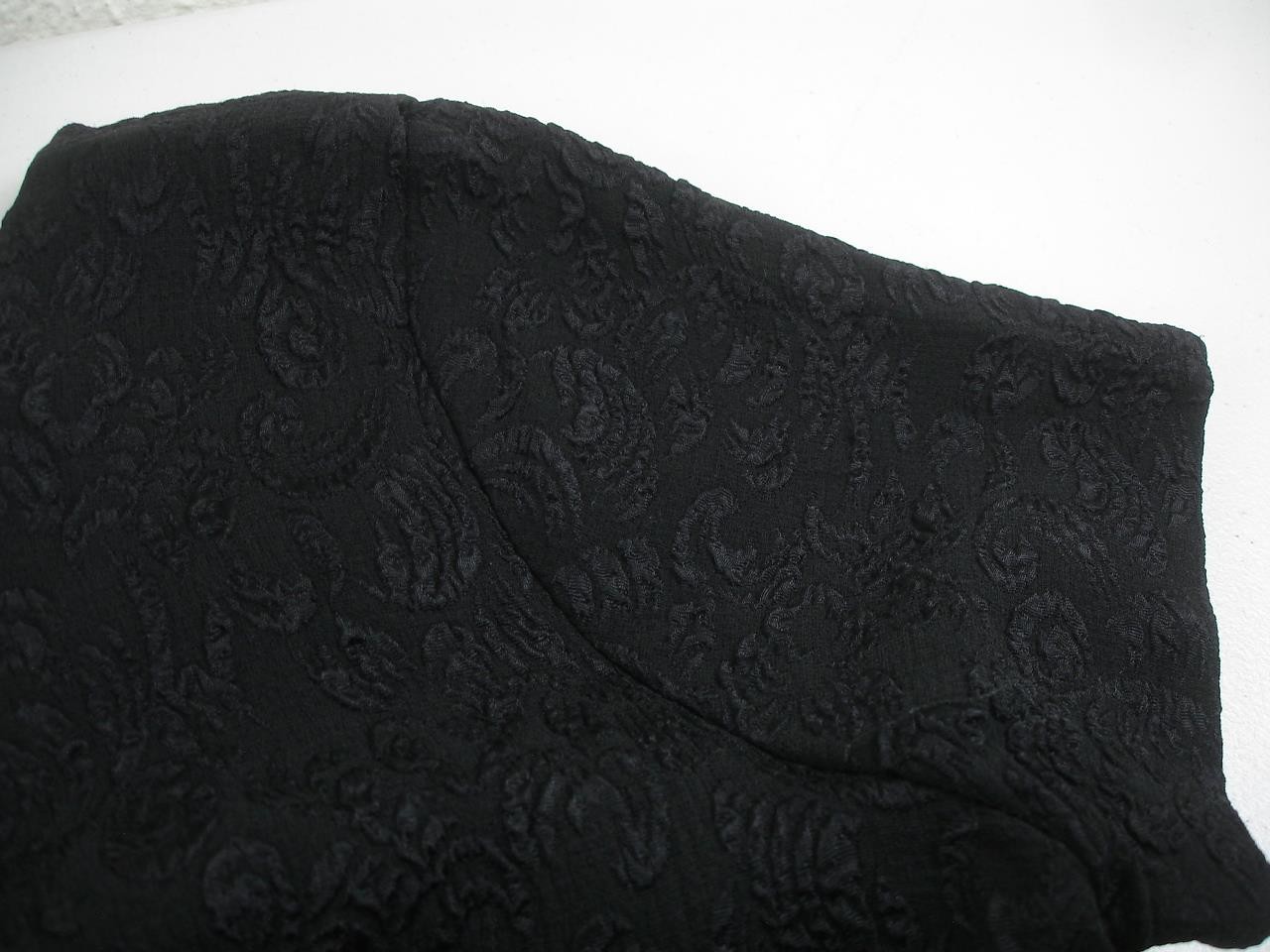 Women’s L Vtg 1940’s Black Brocade Evening Dress Rhinestone Buckle & Bow Peplum
