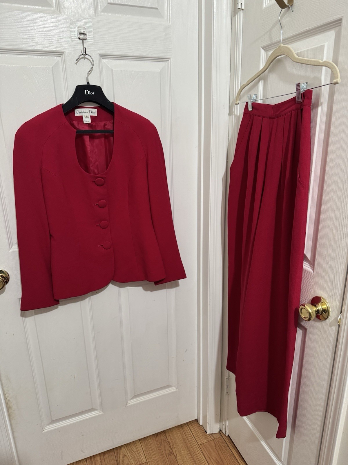 Vintage Christian Dior Wide Leg Pant Suit John Galliano Jacket Size 4 Pants Sz 2