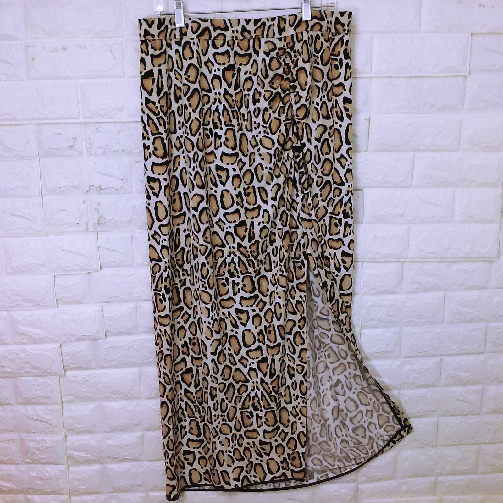 90s-Y2K Lane Bryant Animal Print Maxi Pencil Skirt 14/16 Comfort Waist 21″ Slit