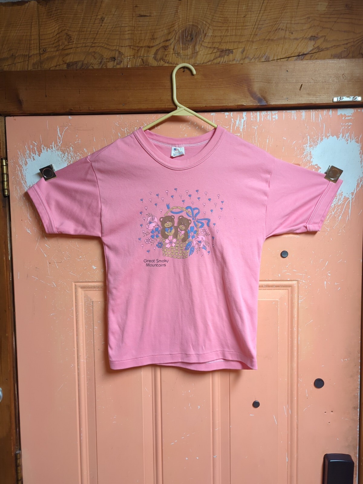 Vintage Great Smoky Mountains Bears Youth 14-16 Adult Small Shirt Pink