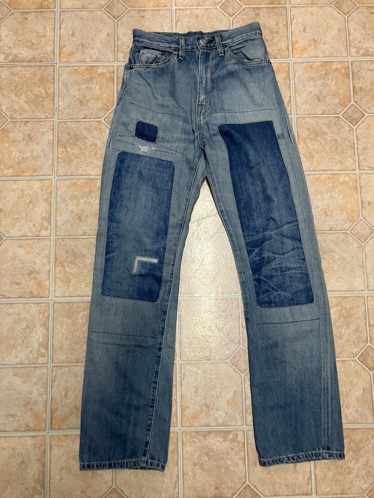 VINTAGE 1950’s Japan Levi’s 701 Patchwork Embroidered Denim Jeans Women Size 27