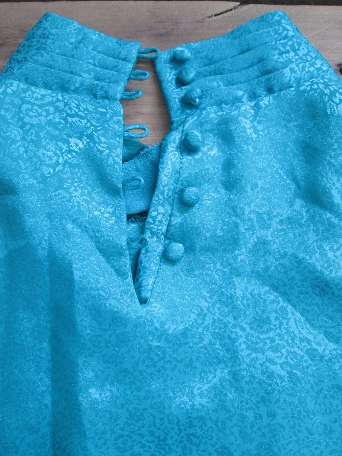 Vintage Christie & Jill Silky Blouse 12 Large Shirt Mandarin Collar Pleat Green