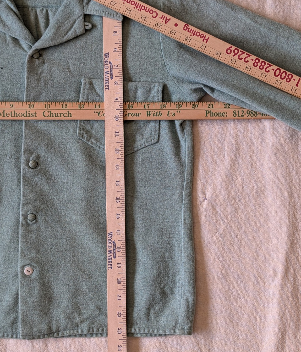 Vintage 50s 60s Handmade Wool Knit Seafoam Green Loop Collar Women’s MD