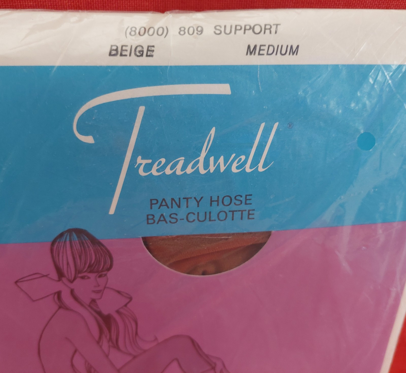 Vintage Pantyhose Treadwell Support Color Beige Size Medium BHAN01