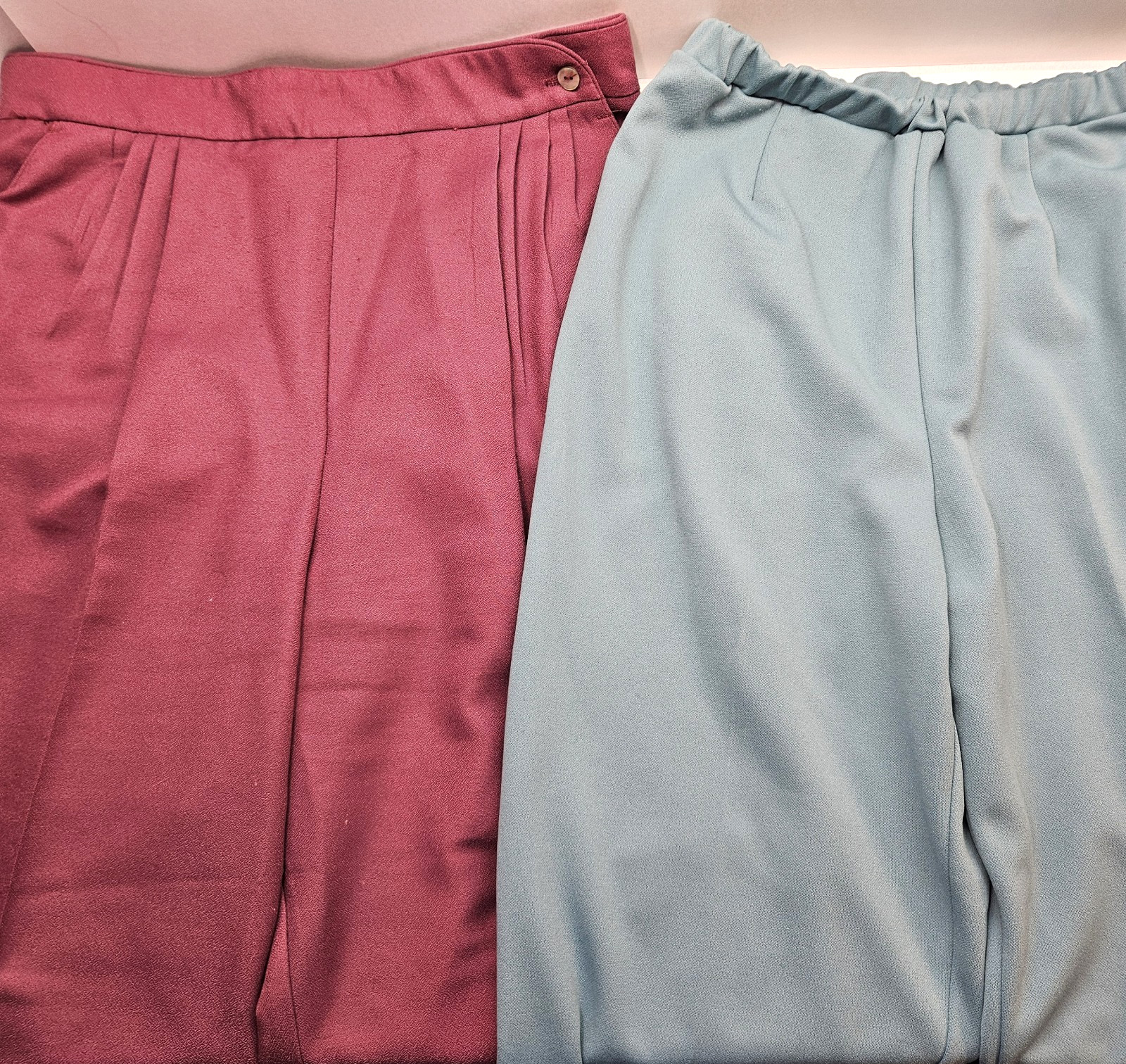 Women’s Vintage Pants Polyester Mauve & Teal Lot of 2 Pair USA