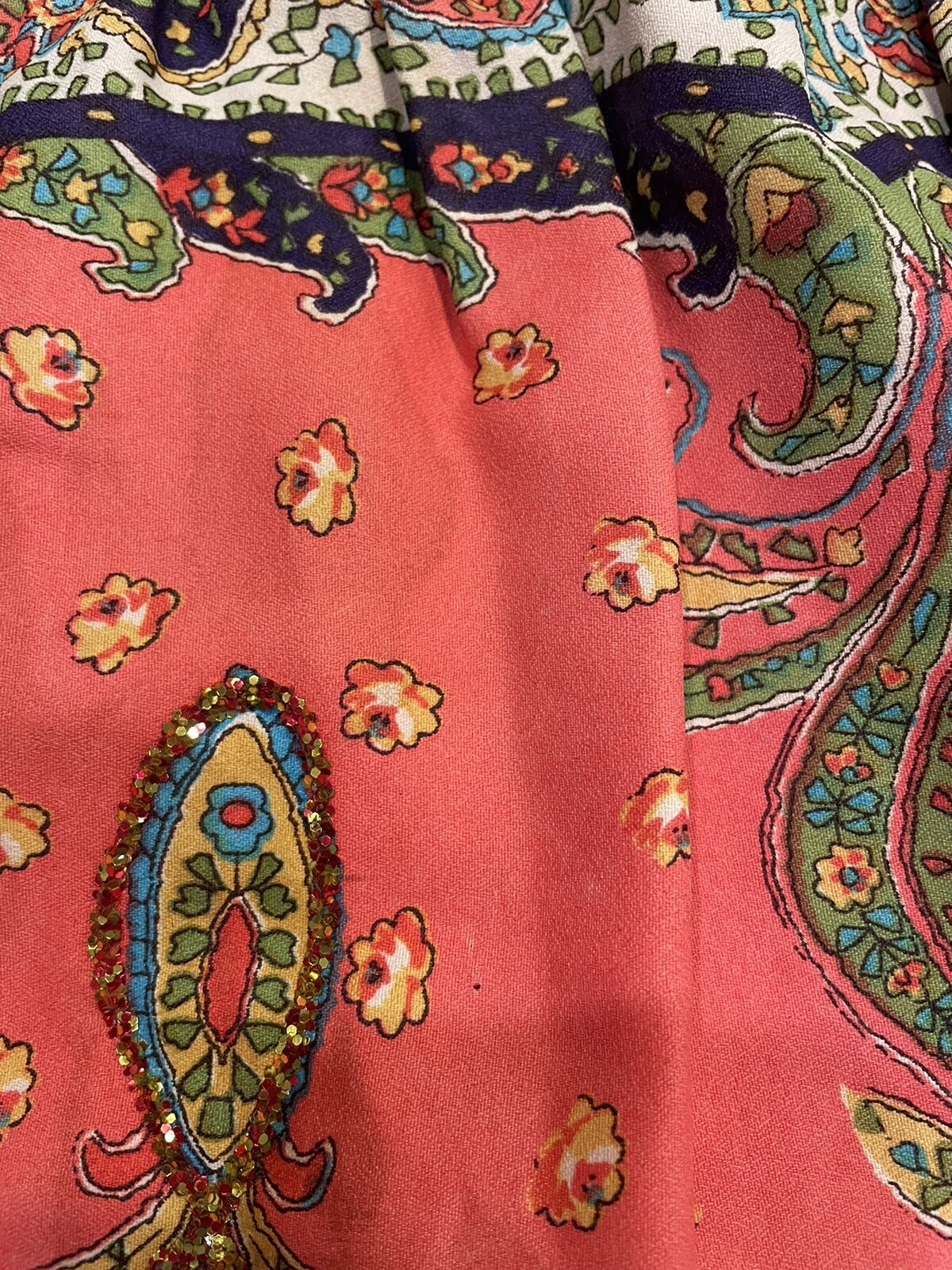 Vintage Maxi Skirt By Malbe Original 60 70 Glitter Psychedelic Boho Size 9/10