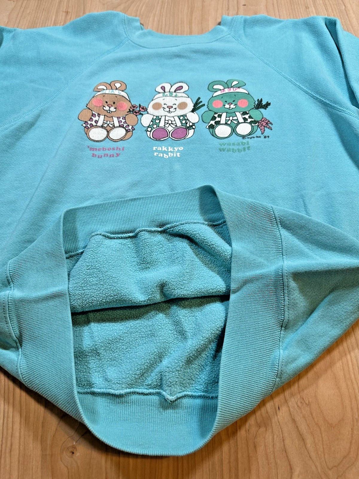 vintage 1987 japanese bunny rabbit CUTE SWEATSHIRT hanes L KAWAII aya-ko MOCHI