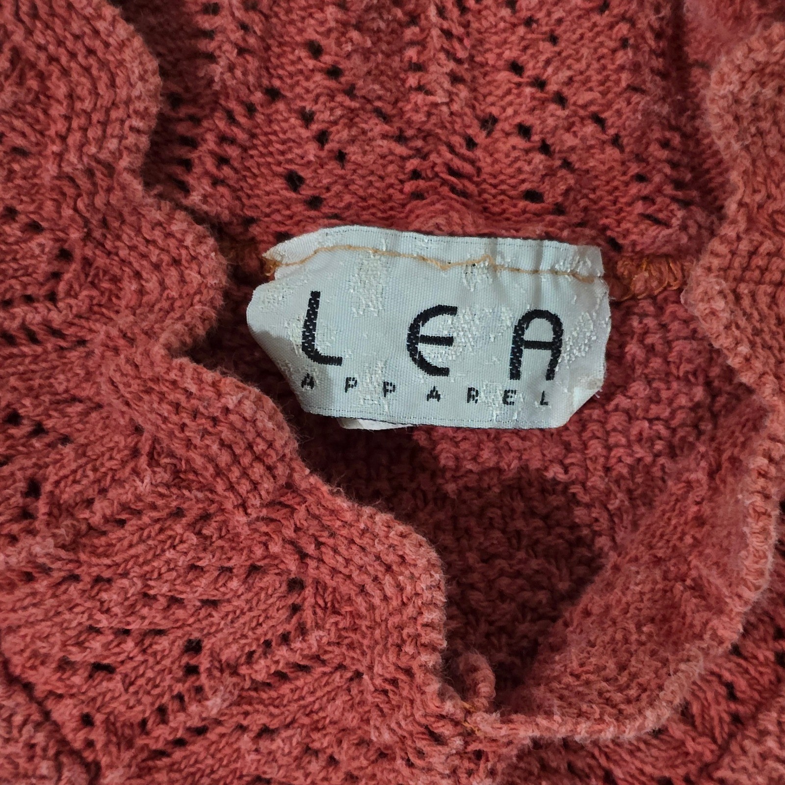 Lea Apparel Vintage Womens Terracotta Red 100% Cotton V-Neck Sweater Size M USA