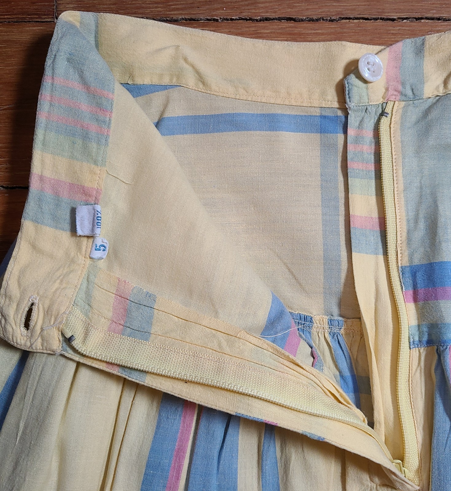 Vintage 70s/80s Santa Cruz Flat Front Plaid Skirt SZ 5 Cotton A-line Full Retro