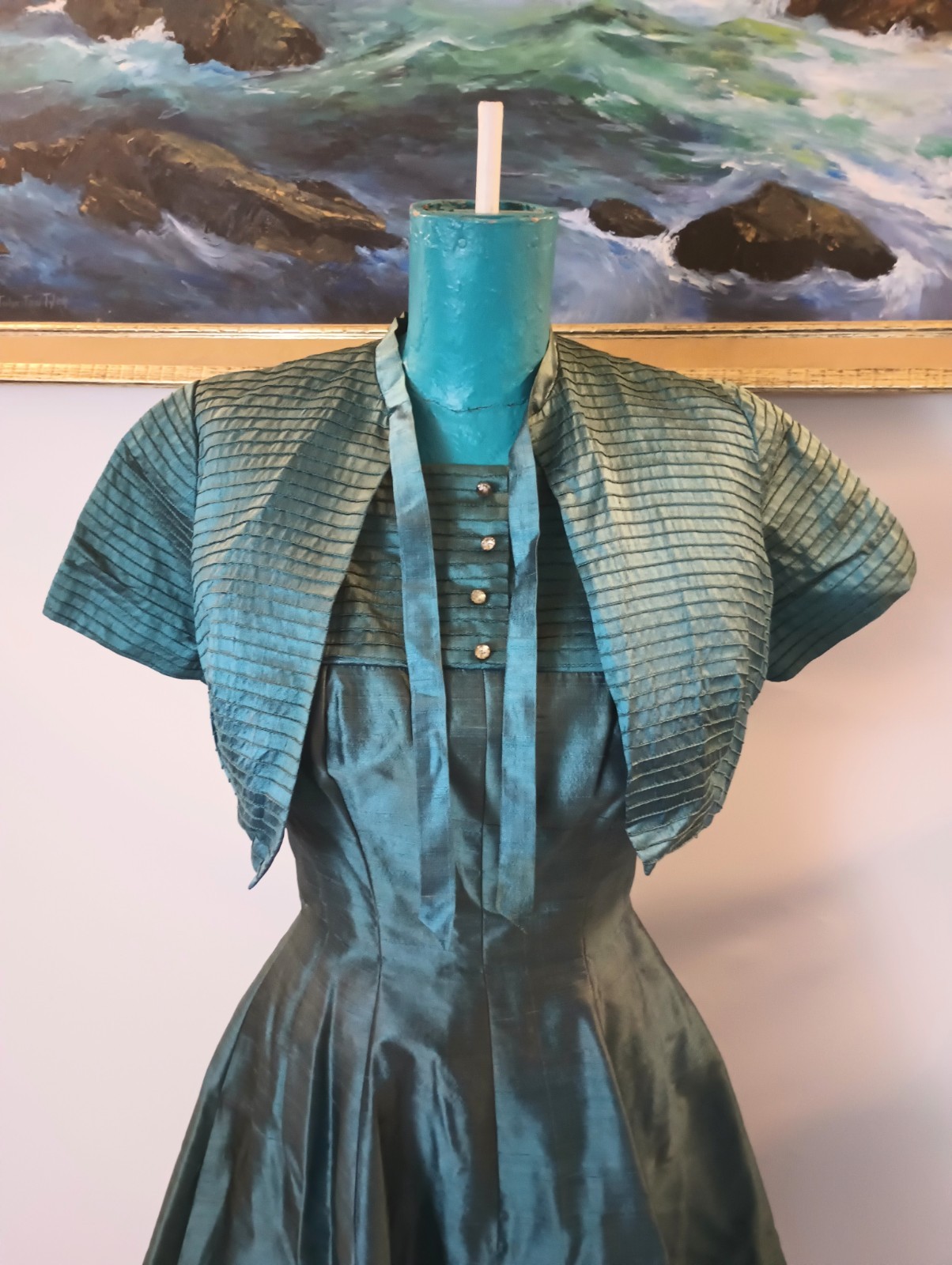 Sandra Sage 1950s Hollywood Silk Evening Dress