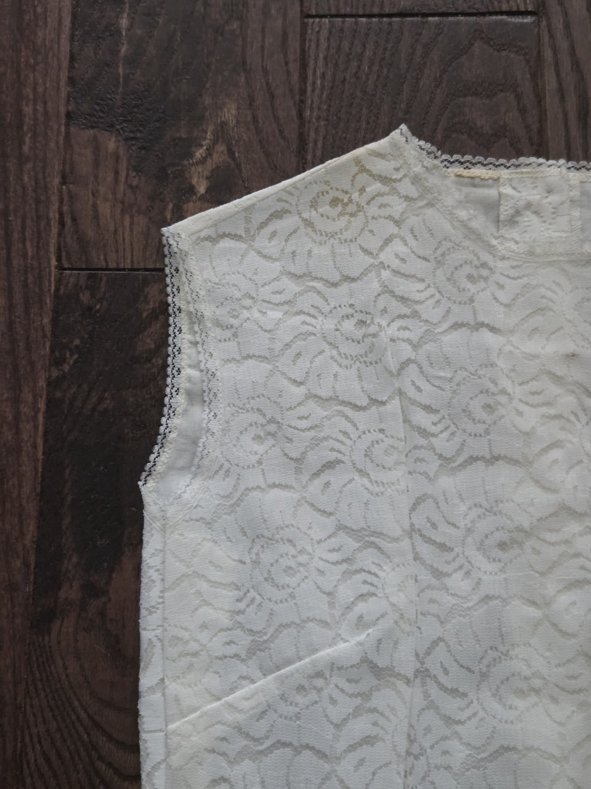 Vintage White Lace Sleeveless Blouse Handmade Sheer Floral Lace Shell Top Retro