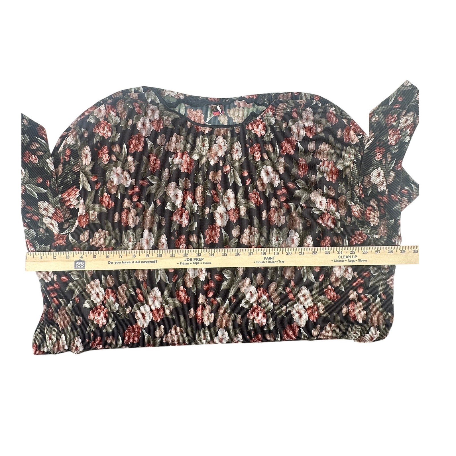 Vintage Diana Marco Floral Pleated Long Sleeve Blouse Size 18/20 USA Feminine