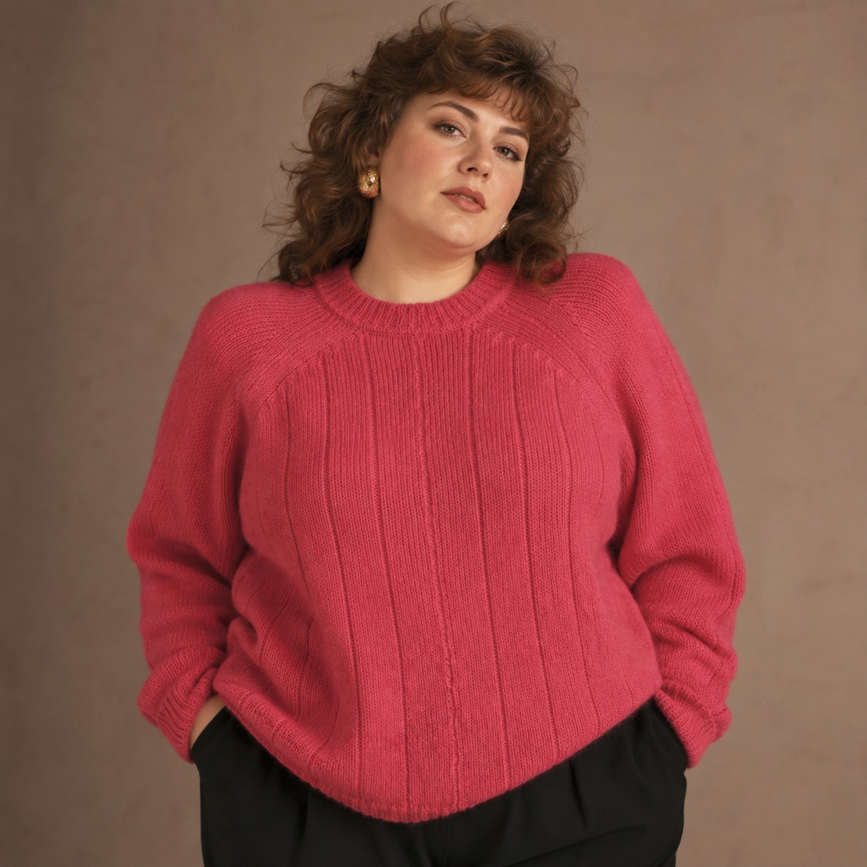 80s Vintage Fuzzy Mohair Blend Long Pullover Sweater Knit Magenta Pink Sz 26 28
