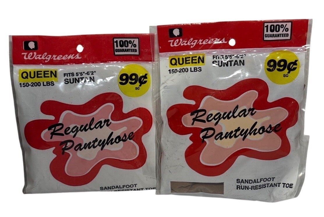 Walgreens Pantyhose Queen Size Suntan Sandalfoot Set of 2