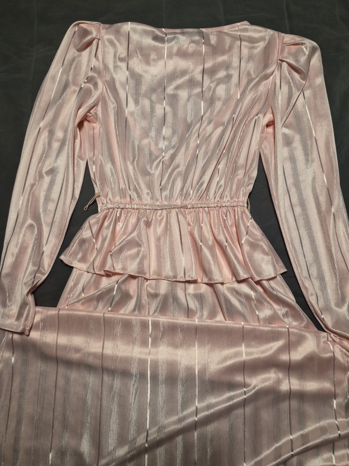 Vintage Pea Patch Women’s Peplum Size 5 Dress Pink Shimmery Stripe Preowned