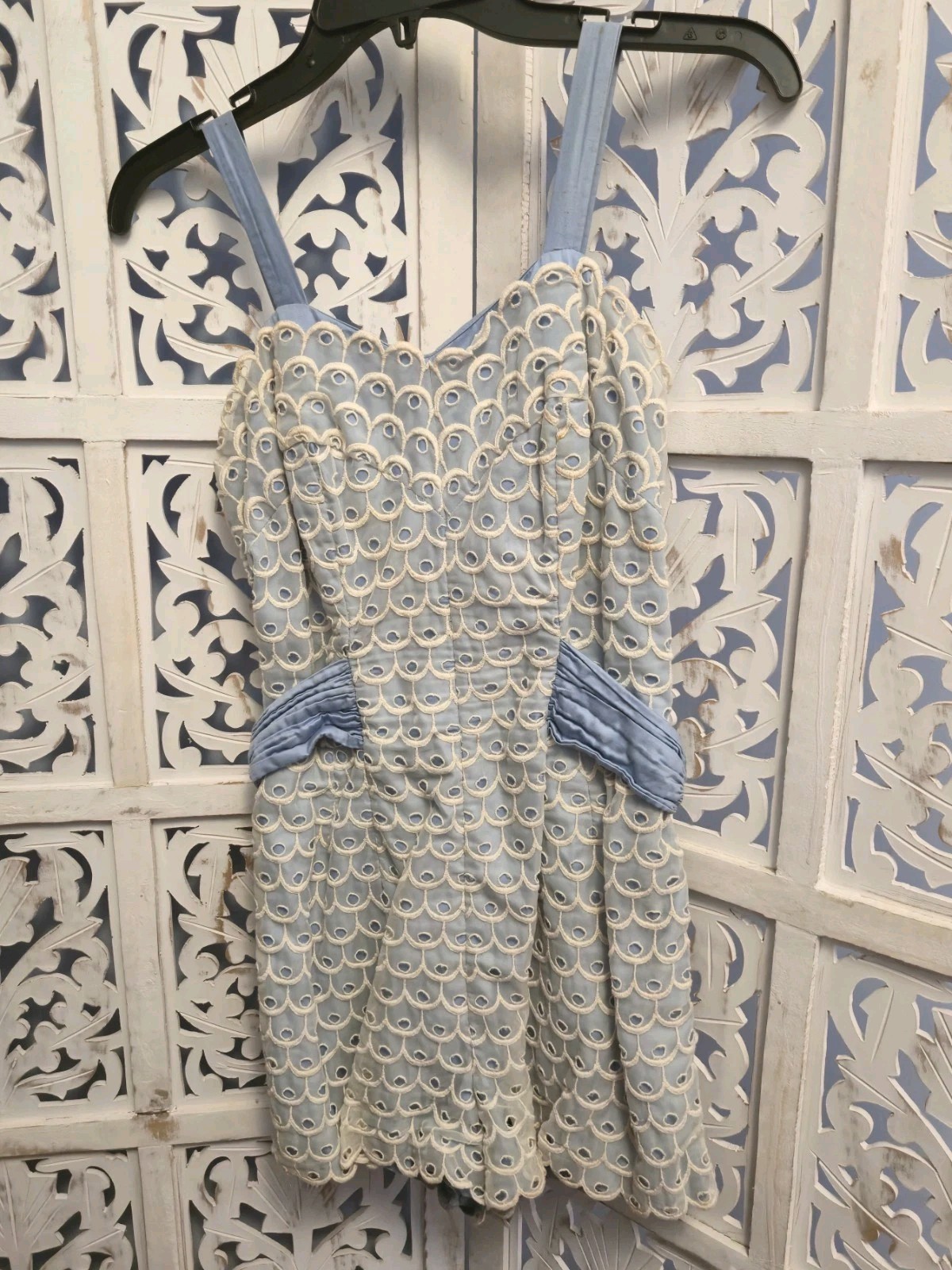Jantzen baby blue with white overlay scallop top pin up vintage 40s playsuit