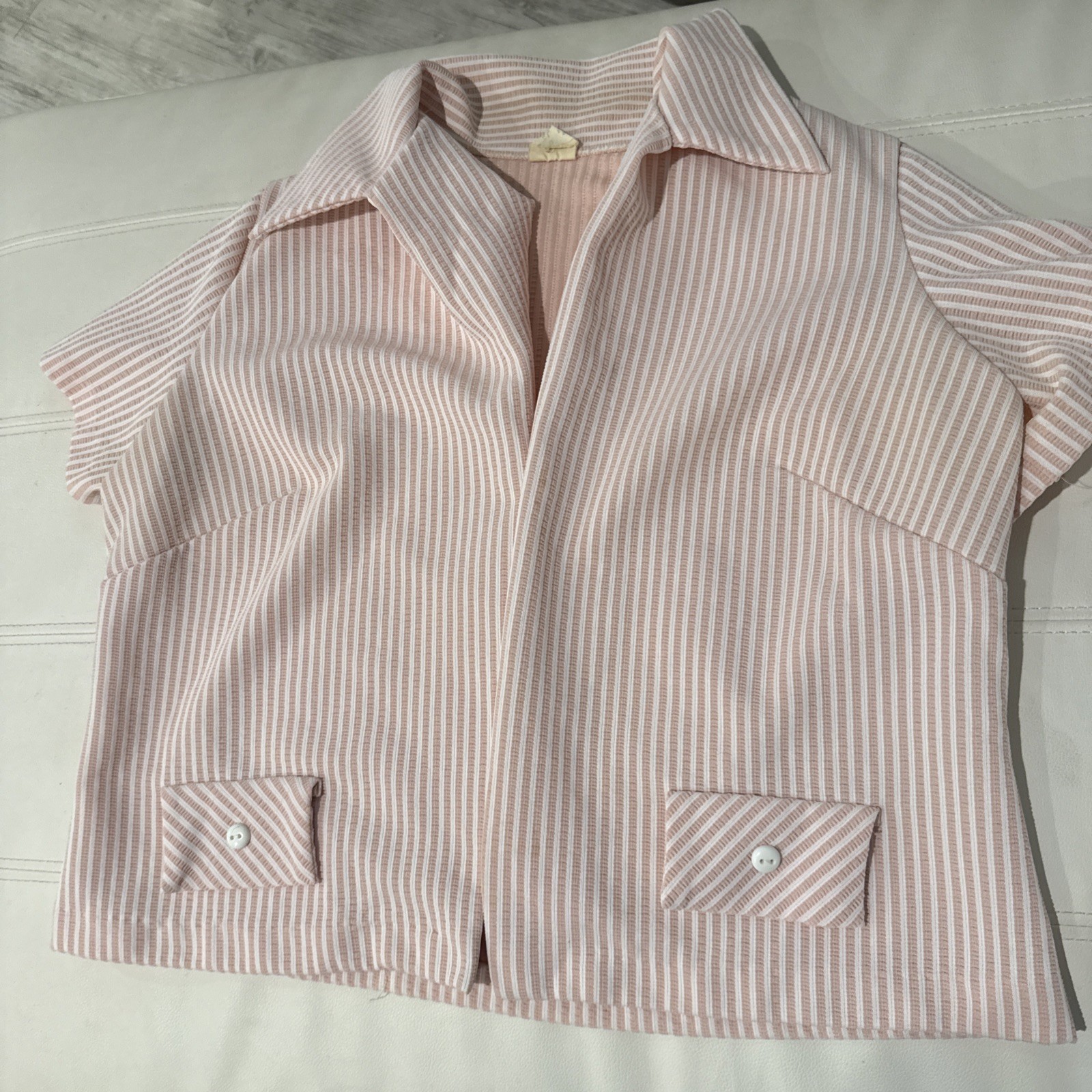 Vintage Pink And White Striped Blouse XL