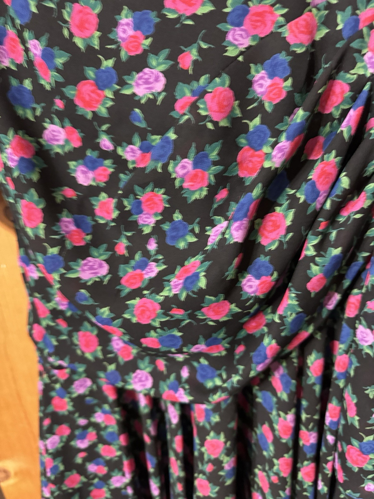 VTG 80s LIZ ROBERTS PUFF By Mary Ann Lamonte Floral Side Wrap Women’s Size M/L