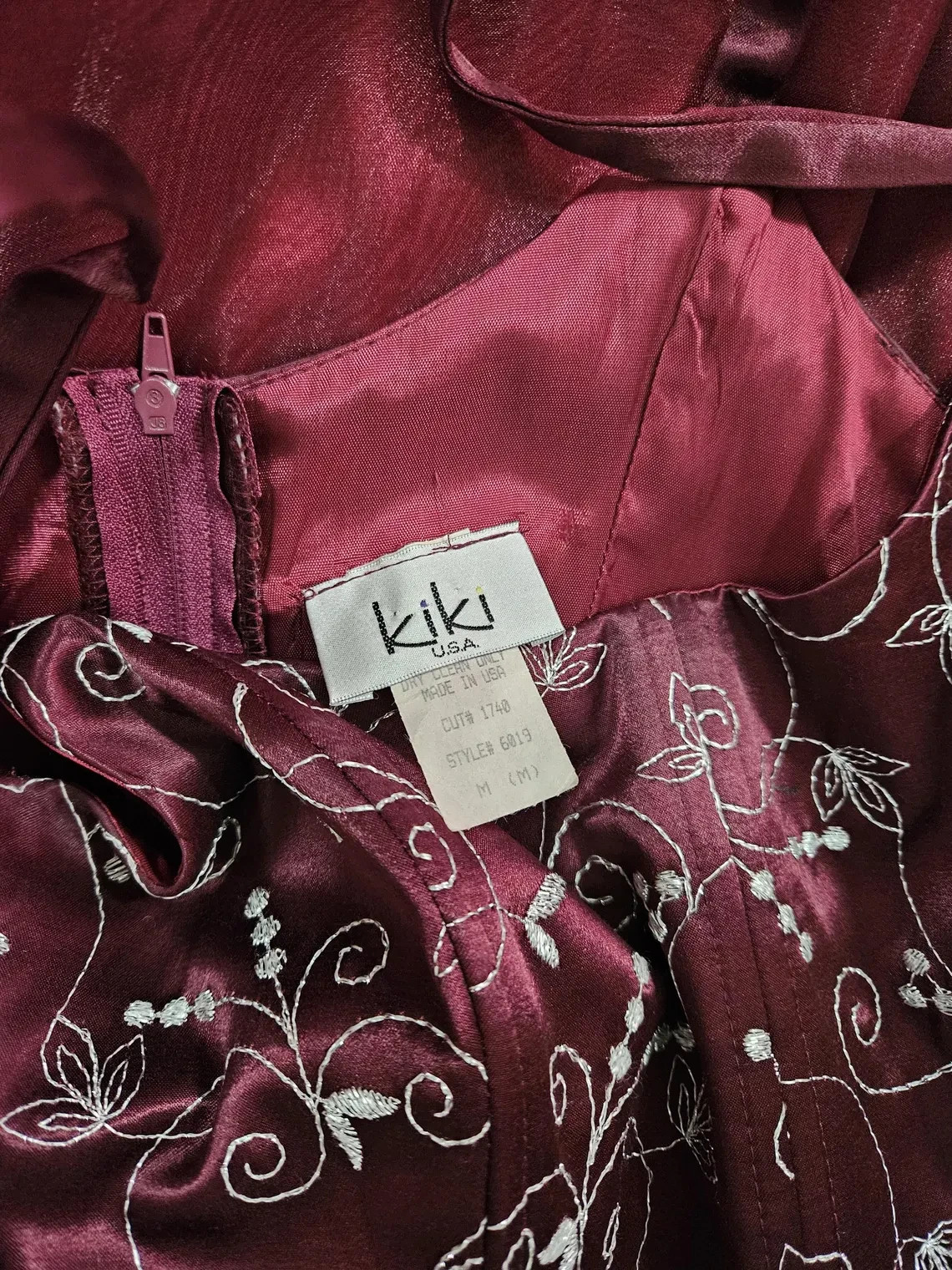 1990s Kiki Basque Waist Corset Top Burgundy Chiffon Wimsigoth Prom Dress Med