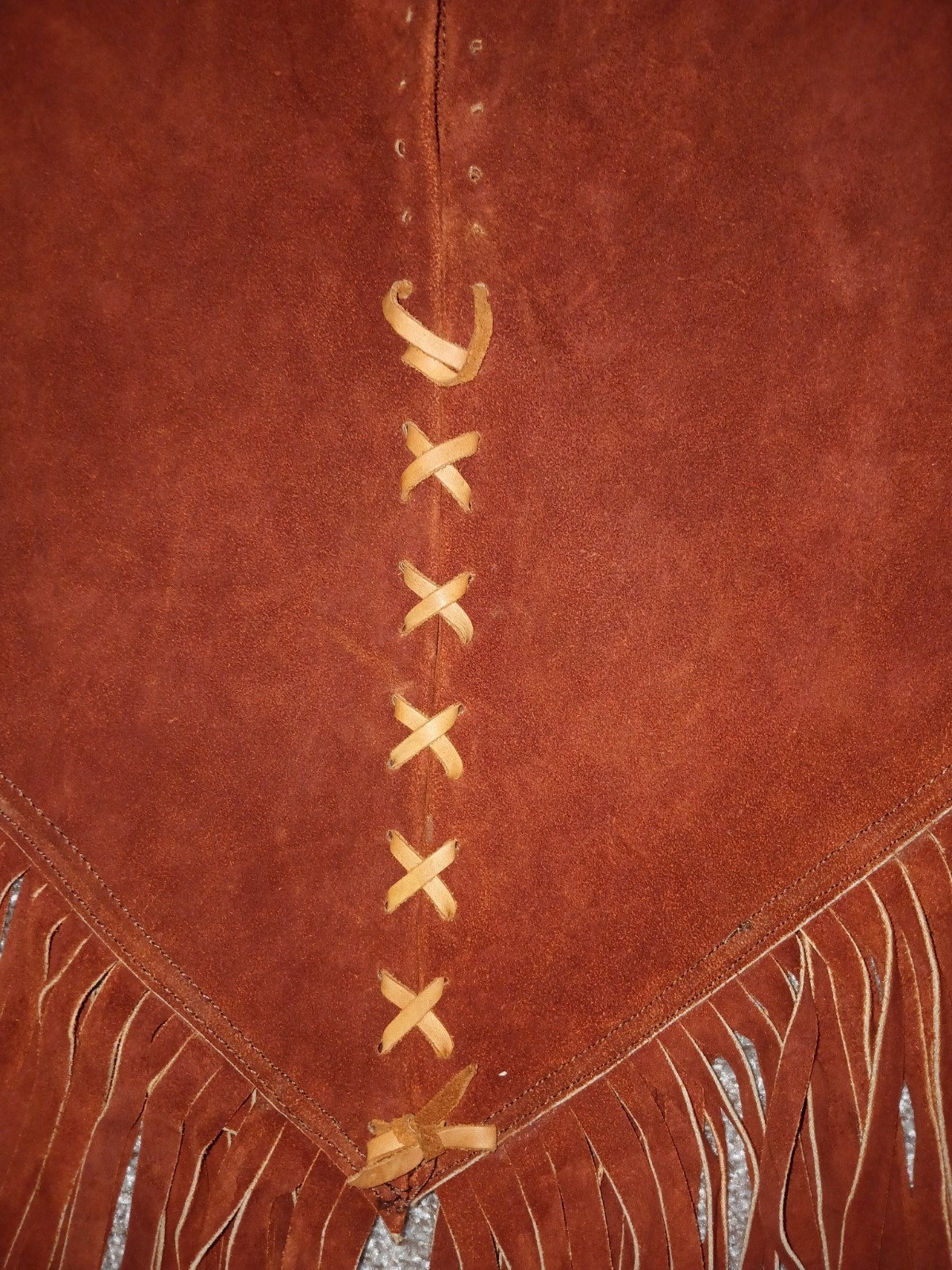 Real 1960’s Fringed Hippie Poncho Real Leather Vest! Great Halloween Costume!