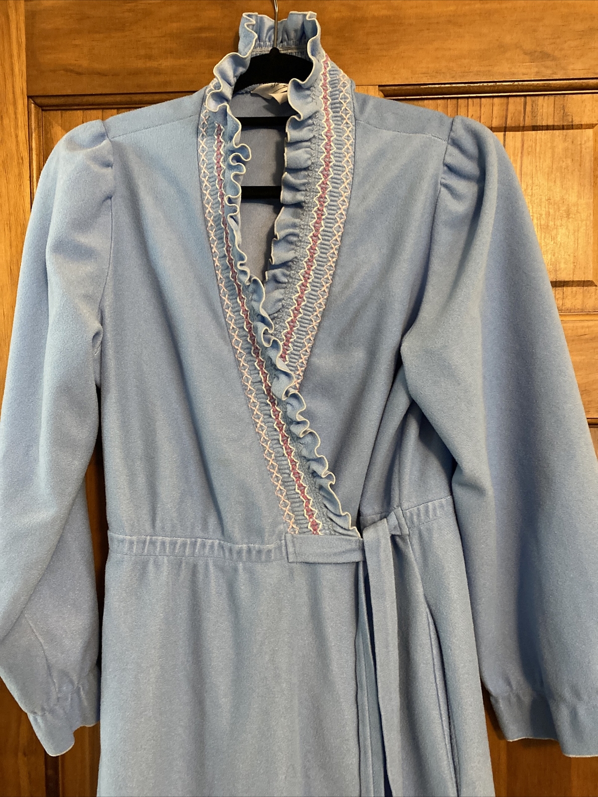 Vintage Famous Bodies Robe Small/Medium Blue Long Sleeve Tie Velour