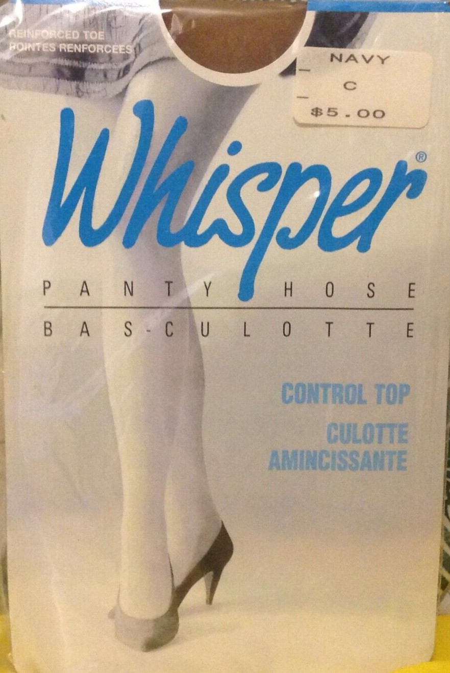 Vintage Pantyhose Whisper Control Top Color Navy Size C BWW02