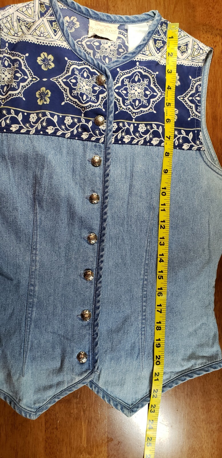 Vintage Wrangler Prairie Rose Size M Sleeveless Bandana Trim Button Down Shirt