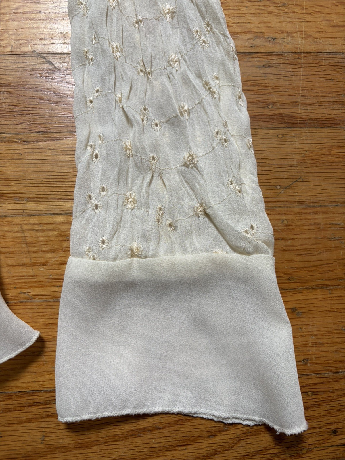 Vintage 90s Y2K Cream Lace Long Sleeve Top Sz L Fairy Coquette Ruffle Sheer