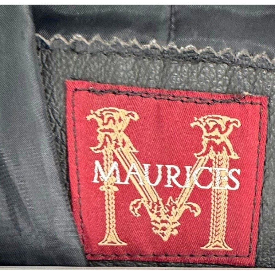 VTG Maurices Trench Coat Medium Women Oversize Leather Belted Black Full Length