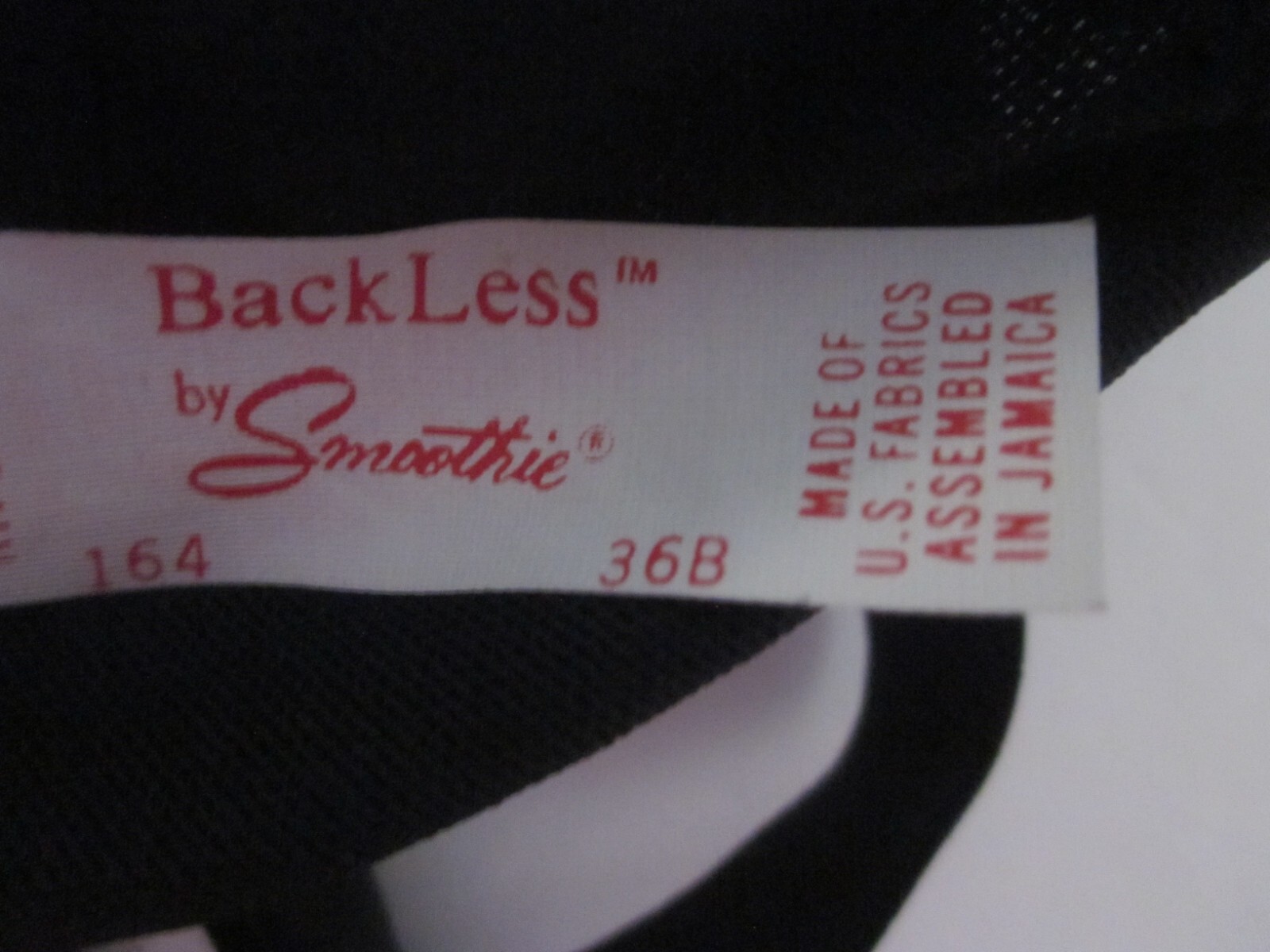 VTG BACKLESS by SMOOTHIE Black Lace Bra Sz 36B