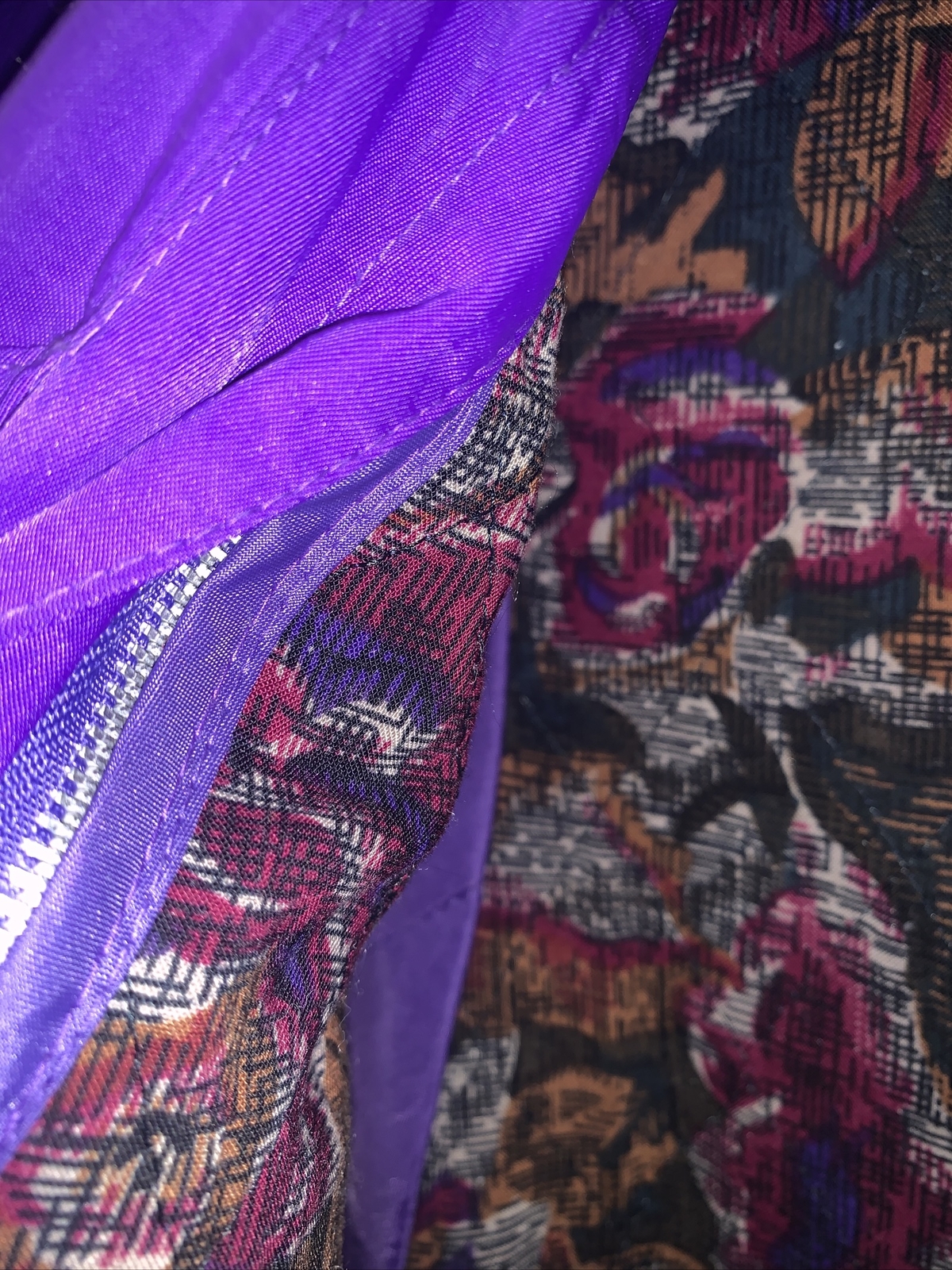 Vintage J. Gallery Trench Sz 12 Purple Chartreuse Zip Out Liner Bakelite