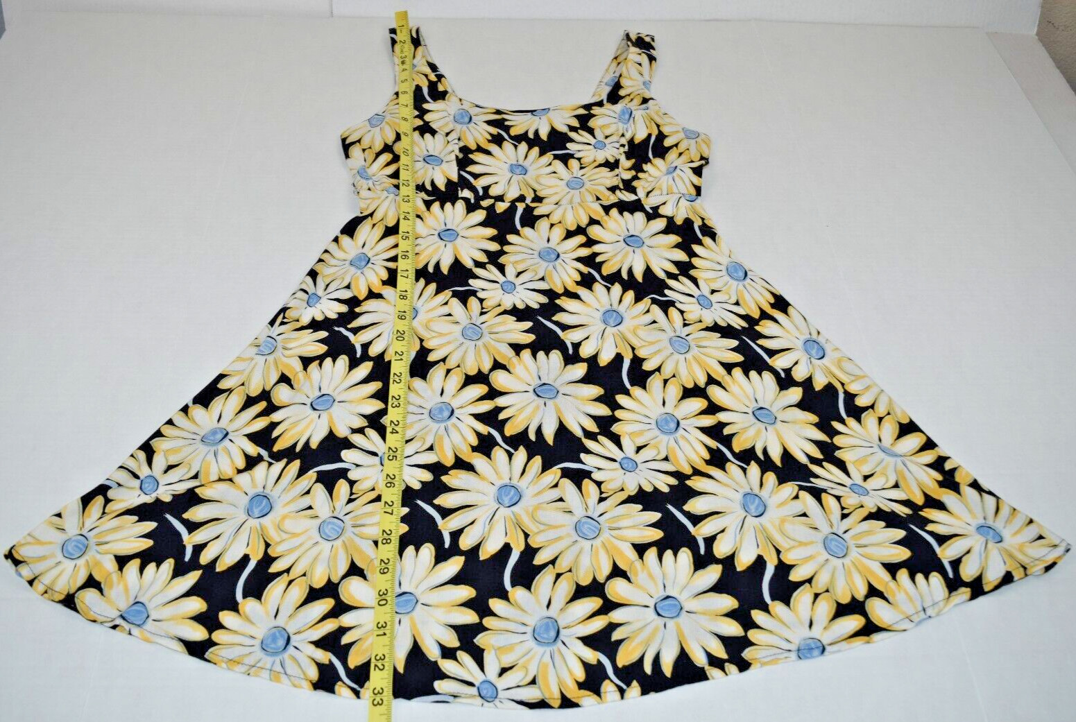 Vintage Sundress Rampage Size 5 90s Yellow Daisies Rayon Back Zip