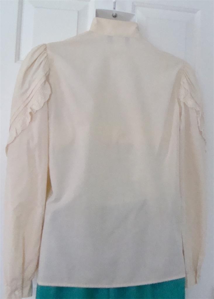 LN Vintage 1970’s SHIP n SHORE Cream Victorian Romantic LS Dressy Blouse Sz 8