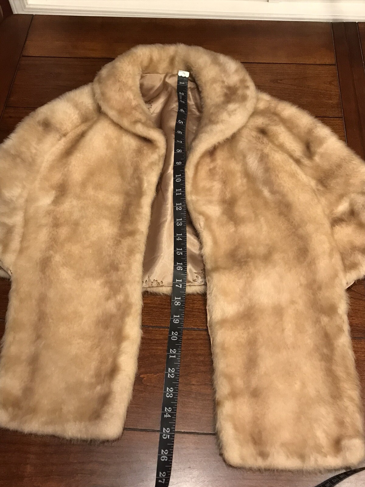 Regina Glenara by Glenoit Faux Fur Cape Shrug VINTAGE light brown