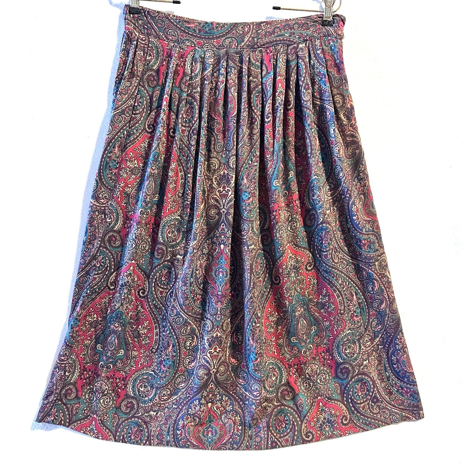 VTG Garland Paisley Skirt Size 8 Rayon Midi Dark Academia Elastic Old Money