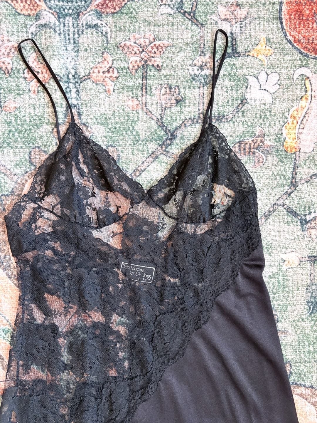 Vintage Bob Mackie for Glydons Black Lace Slip Dress